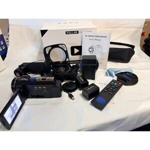 unboxed 4K Ultra HD camcorder and its accessories
